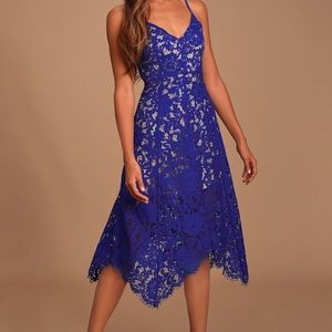 Lulus One Wish Royal Blue Lace Midi Dress